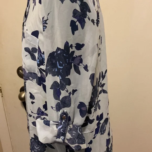 Vintage Candies Semi Sheer Blouse w/Rollup Sleeves Sheer drop waist long sleeve - Picture 4 of 8